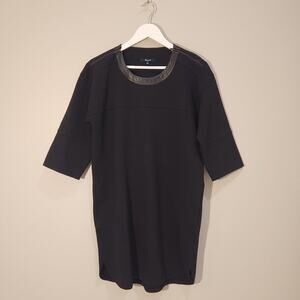 Madewell Leather Trim Pique Ponte Dress Black - Size S